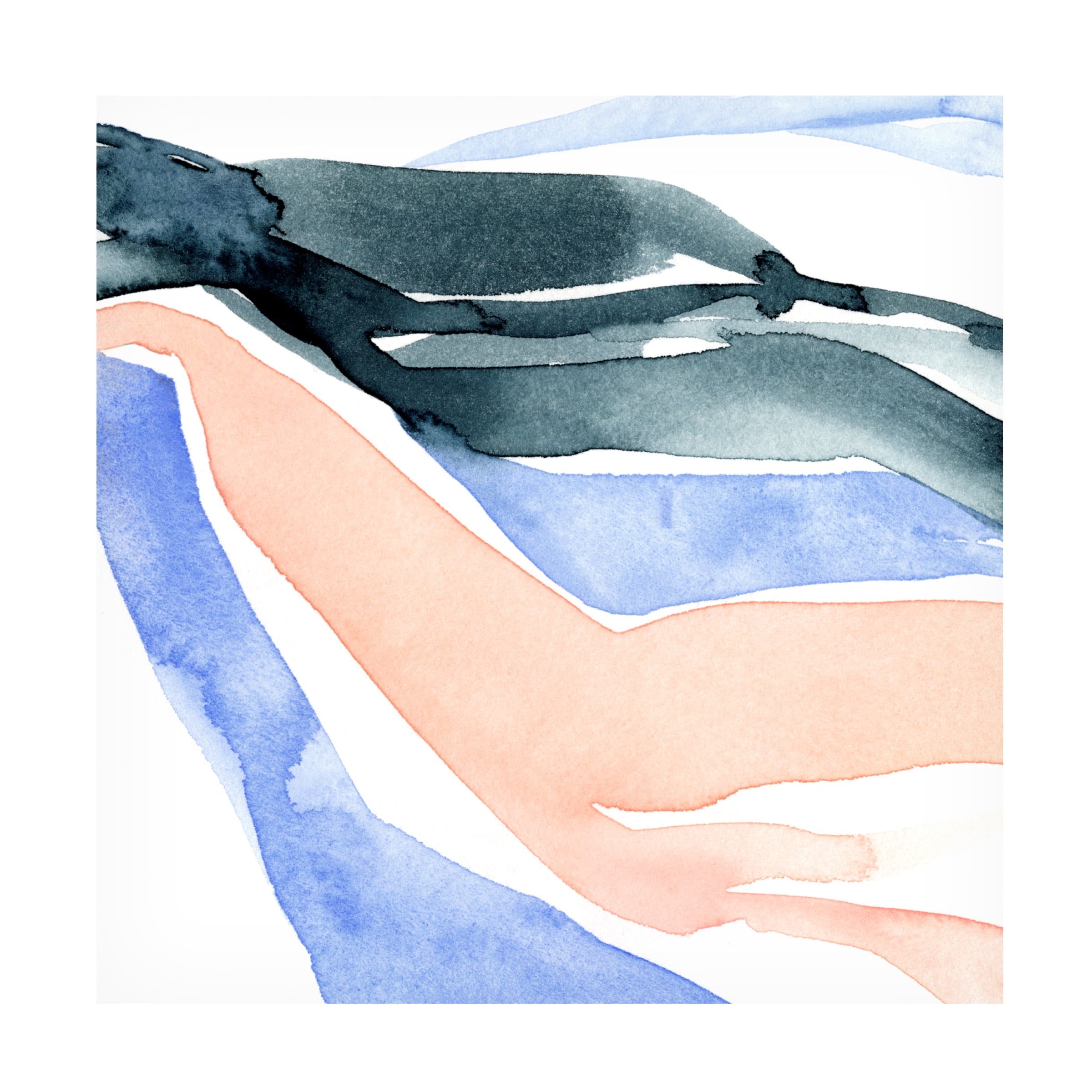 Emma Caroline Abstract Watercolor Ribbon Canvas Art in White and Blue