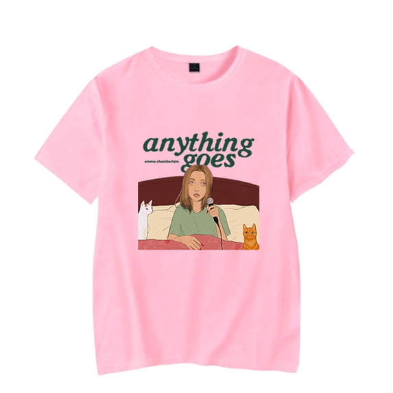 Emma Chamberlain Anything Goes T-shirt Unique Short Sleeve Unisex Crewneck Vintage Top Tee