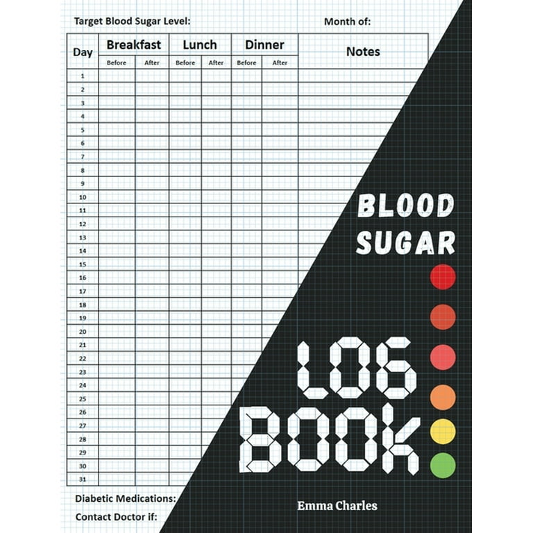 Emma Charles Blood Sugar Logbook Large Print Diabetic Diary