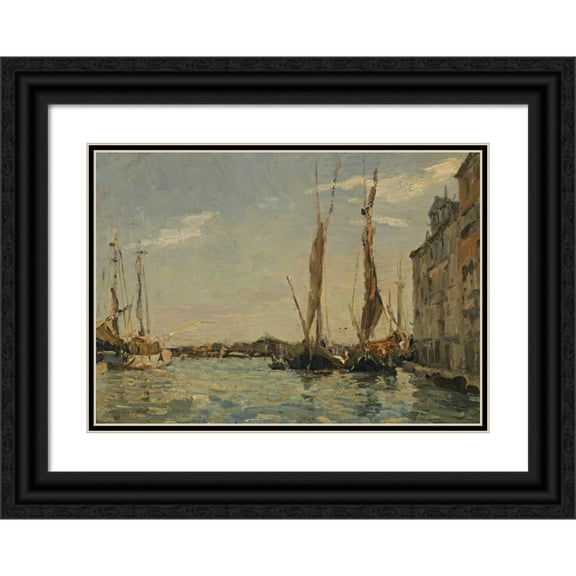 Emma Ciardi 24x18 Black Ornate Framed Double Matted Museum Art Print Titled: Sailing Boats, Venice