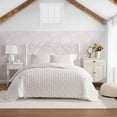 thumbnail image 1 of Emma Cottage Floral Shabby Chic Pink 3-Piece Ruffled Embellished Microfiber Quilt Set - Full/Queen, 1 of 4
