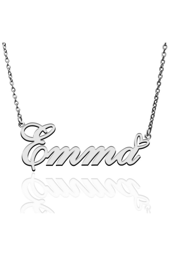 Emma Custom Name Necklace Customized Personalized Plated Name Necklace for Mother Daughter Friendship Women Valentine's Day Christmas Birthday New Year Silver