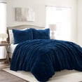 thumbnail image 1 of Emma Faux Fur Oversized Comforter Navy 3Pc Set King, 1 of 5
