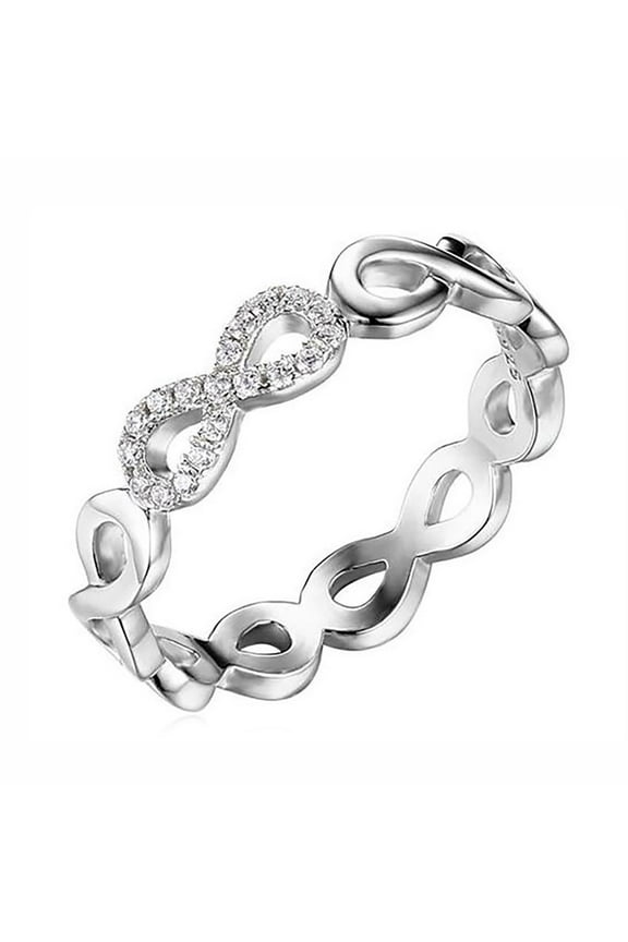 Emma Infinity Eternity Wedding Band Ring Silver Cz Women Ginger Lyne Collection