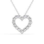 Emma Jewelry 0.25 Ct. Tw. Round Lab Grown Diamond Heart Shape Pendant in 14K White Gold.