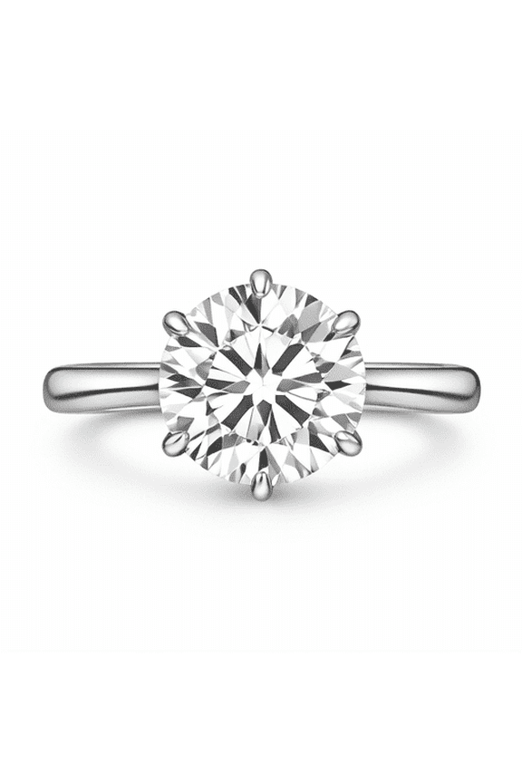 Round-Cut Diamond Engagement Ring, 4.01 Ct, 18K White Gold