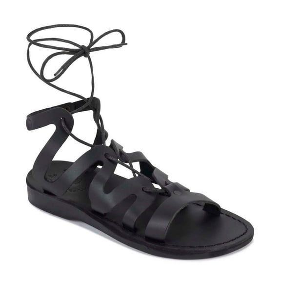 Emma - Leather Lace Up Sandal | Black