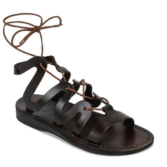 Emma - Leather Lace Up Sandal | Brown