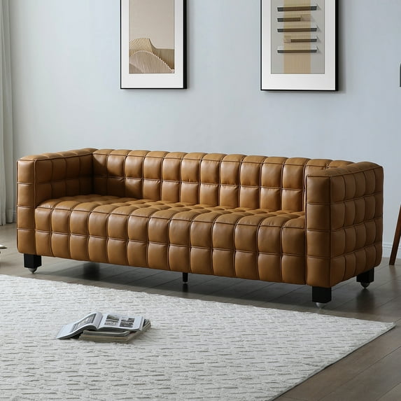 Emma Luxurious Faux Leather Sofa in Brown