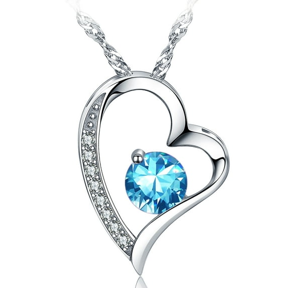Emma Manor 14K White Gold Plated Forever Lover Heart Pendant Necklace For Women