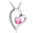 thumbnail image 2 of 14k White Gold Plated CZ Heart Pendant Necklace – Emma Manor, 18" Singapore Chain 2 of 6