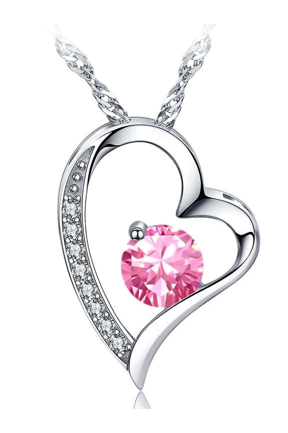 Emma Manor 14K White Gold Plated Forever Lover Heart Pendant Necklace For Women