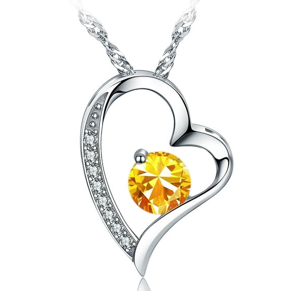 Emma Manor 14K White Gold Plated Forever Lover Heart Pendant Necklace For Women