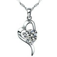 thumbnail image 1 of Emma Manor 14k White Gold Plated 1.5ct Cubic Zirconia "OL" Style Heart Pendant Necklace For Women, 1 of 6