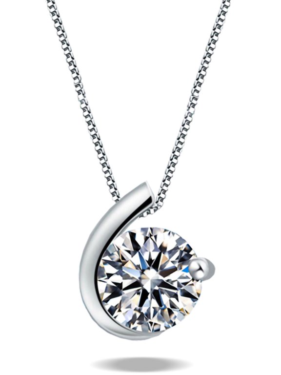 Emma Manor 14k White Gold Plated Silver 3ct CZ Diamond Love Conch Pendant Necklace For Women