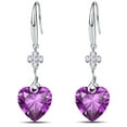 thumbnail image 1 of Emma Manor EM 925 Sterling Silver Jewelry Lucky Four Leaf Clover 5A Love Heart Shape Cubic Zirconia Dangle Earrings for Women, 1 of 5