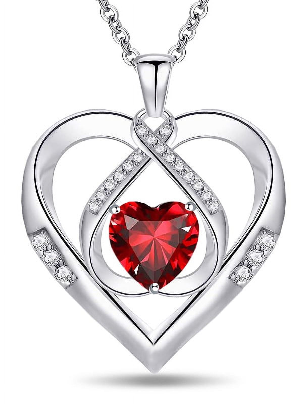 Emma Manor EM Collier Coeur 14k Plaqué Or Blanc 5A Zircone Cubique Mon Cœur Ira Sur Triple Heart Pendentif Collier Pour Femmes, Cadeau De Bijoux Pour Fille Femme (Clair