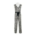 thumbnail image 1 of Emma & Michele V-Neck Elastic Waist Sleeveless Tie Waist Animal Print ITY Jumpsuit, 1 of 3
