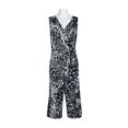 thumbnail image 1 of Emma & Michele V-Neck Sleeveless Tie Side Multi Print Pockets ITY Jumpsuit-BLACK WHITE / S, 1 of 3
