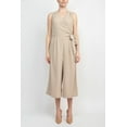 thumbnail image 1 of Emma & Michele V-Neck Sleeveless Tie Side Solid Pockets Crepe Jumpsuit-SAND / 8, 1 of 4