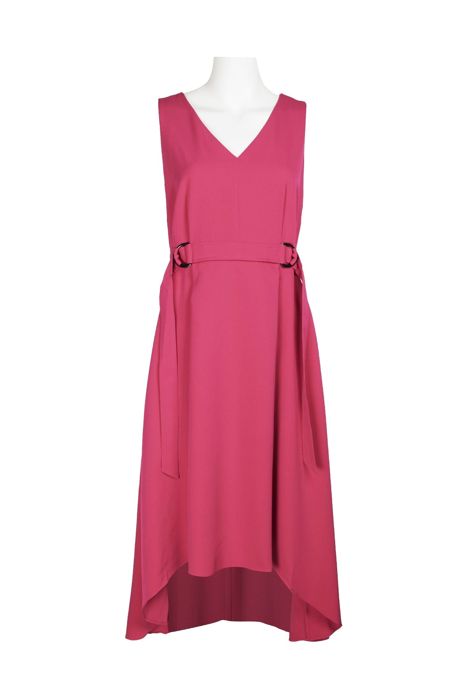 Emma & Michele V-Neck Sleeveless Tie Waist Hi-Low Hem Zipper Back Solid  Maxi Scuba Dress-FUCHSIA / M - Walmart.com