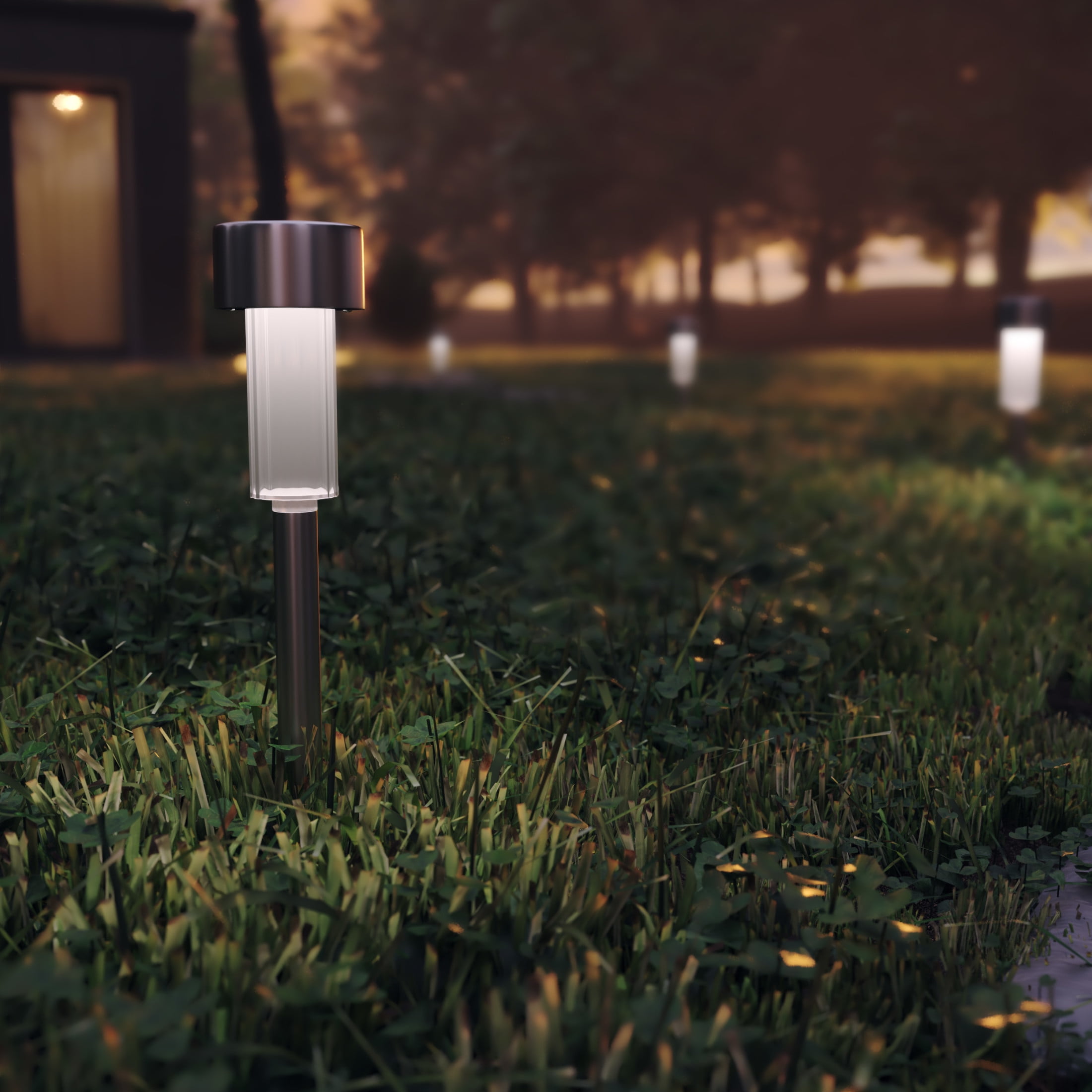 Emma + Oliver 12 Pack Stainless Steel Solar LED Outdoor Lights, Solar Powered Landscape Lighting for Pathway, Garden, Patio, Driveway & Yard
