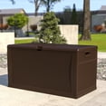 thumbnail image 1 of Emma + Oliver 120 Gallon Brown Plastic Deck Box for Outdoor Patio Storage & Deck Organization, 1 of 9