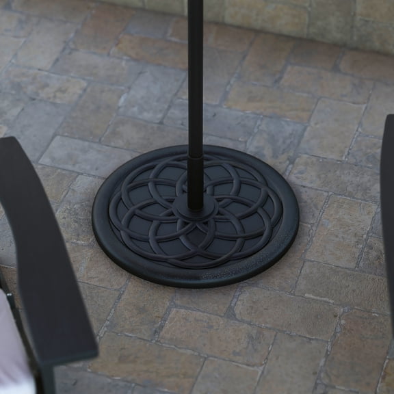 Emma + Oliver 19.25" Diameter Universal Bronze Cement Patio Umbrella Base with Weatherproof Plastic Polymer Coating