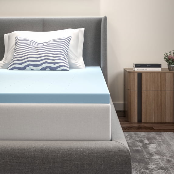 Emma + Oliver 2" Gel Infused Cooling Memory Foam Mattress Topper, CertiPUR-US Certified Memory Foam- Twin