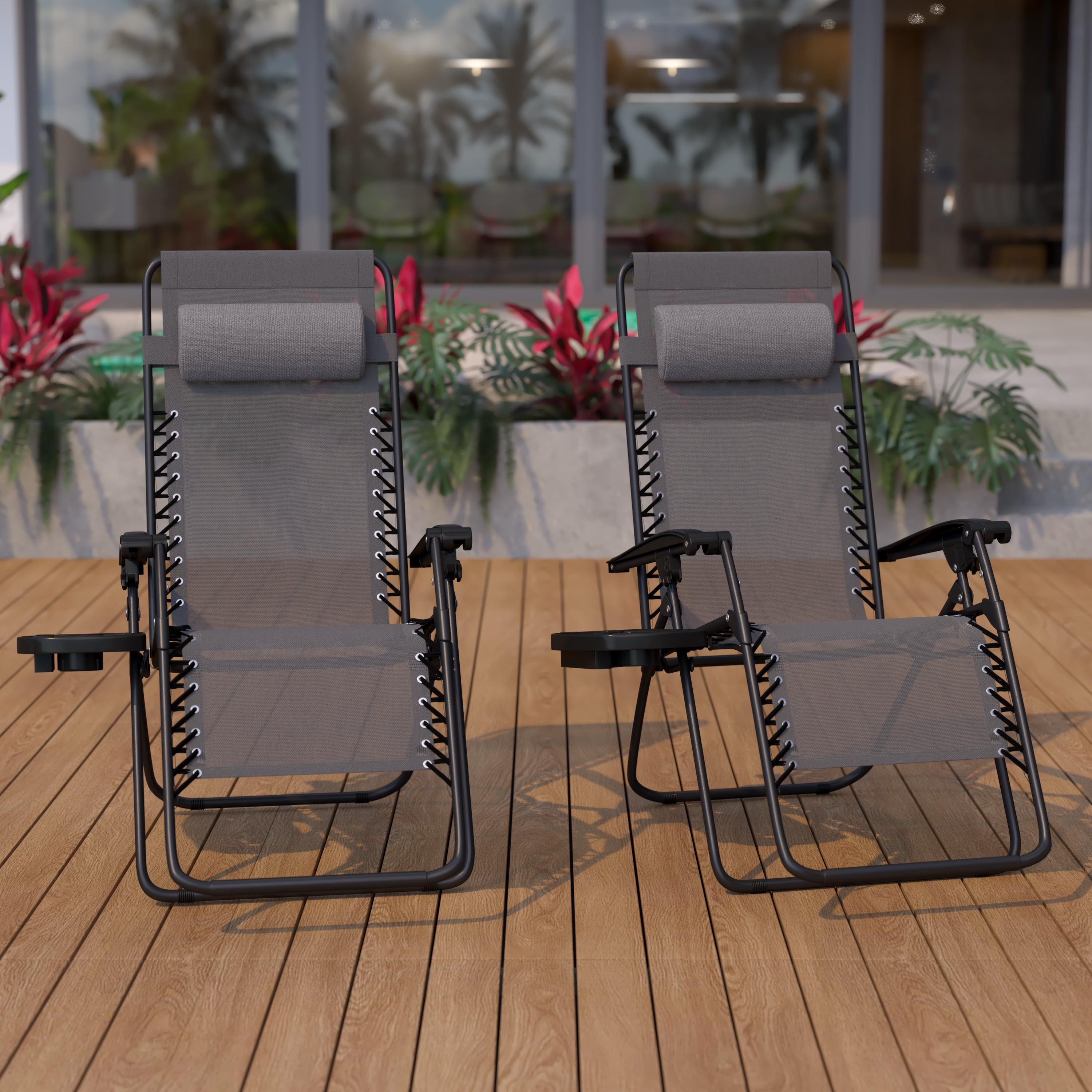 Emma + Oliver 2 Pack Adjustable Mesh Zero Gravity Lounge Chair