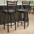 thumbnail image 1 of Emma + Oliver 2 Pack Black Ladder Back Swivel Metal Barstool - Black Vinyl Seat, 1 of 12