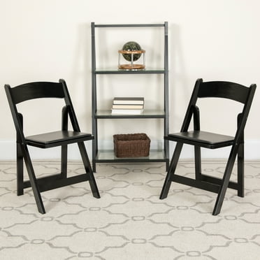 Emma + Oliver 2 Pack Black Wood Folding Chair with Vinyl Padded Seat