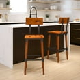 thumbnail image 1 of Emma + Oliver 2 Pack Commercial Grade Rustic Walnut Industrial Style Wood Dining Barstool, 1 of 15
