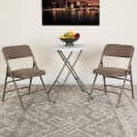 Emma + Oliver 2 Pack Curved Triple Braced Beige Fabric Metal Folding Chair