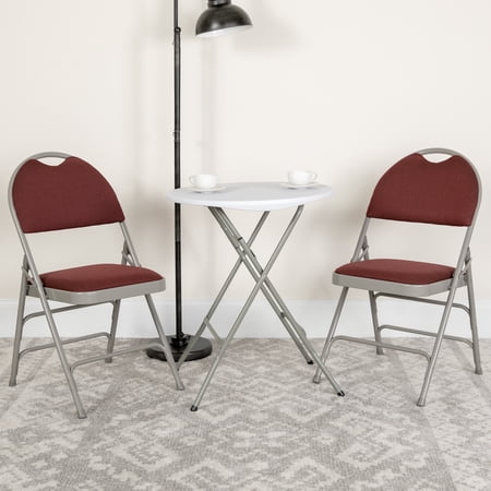 Emma + Oliver 2 Pack Easy-Carry Burgundy Fabric Metal Folding Chair
