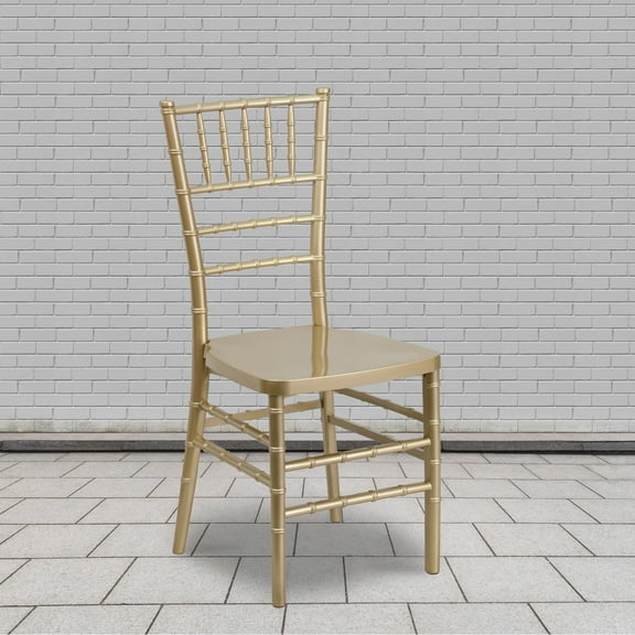Emma + Oliver 2 Pack Gold Resin Stacking Chiavari Chair - Hospitality and Event Seating