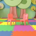 thumbnail image 1 of Emma + Oliver 2 Pack Red Plastic Stackable School Chair with Carrying Handle and 11"H Seat, 1 of 14