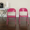thumbnail image 1 of Emma + Oliver 2 Pack Shockingly Fuchsia Triple Braced Metal Folding Chair, 1 of 10