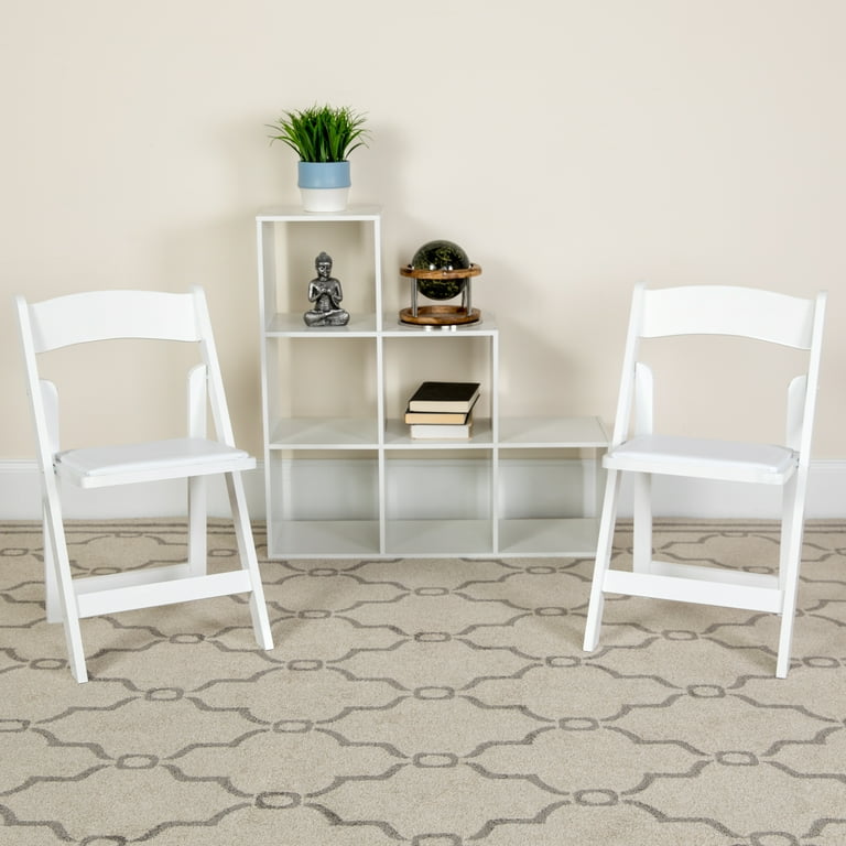 Emma + Oliver 2 Pack White Wood Dining & Event Folding Chair