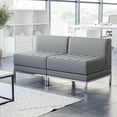 thumbnail image 1 of Emma + Oliver 2 Piece Gray LeatherSoft Modular Reception Lounge Set - Reception Bench, 1 of 9