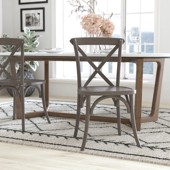 Emma + Oliver 2-Pack Hand Stained Grey X-Back Chair