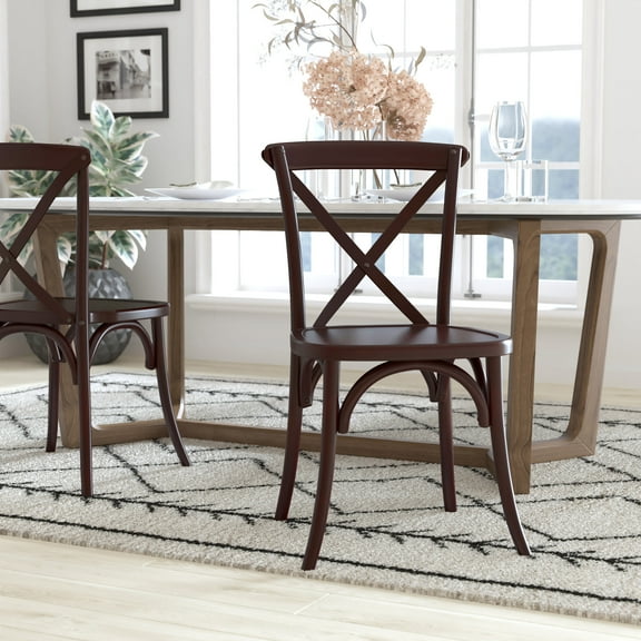 Emma + Oliver 2-pack Walnut X-Back Chair