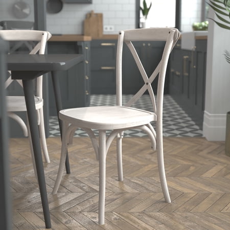 Emma + Oliver 2-Pack Hand Stained White Resin X-Back Chair