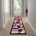 thumbnail image 1 of Emma + Oliver 2'x7' Accent Rug with Abstract Geometric Design in Gradient Shades of Red, Gray, Black and White with Jute Backing, 1 of 6