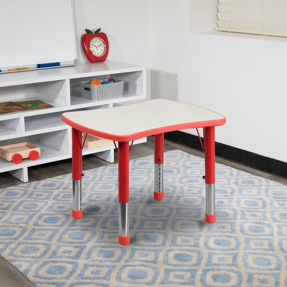 Emma + Oliver 21.875x26.625 Red Plastic Height Adjustable Activity Table