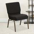 thumbnail image 1 of Emma + Oliver 21"W Church Chair, Black Patterned Fabric Cup Book Rack/Gold Vein, 1 of 12