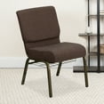 thumbnail image 1 of Emma + Oliver 21"W Church Chair, Brown Fabric Cup Book Rack/Gold Vein Frame, 1 of 11