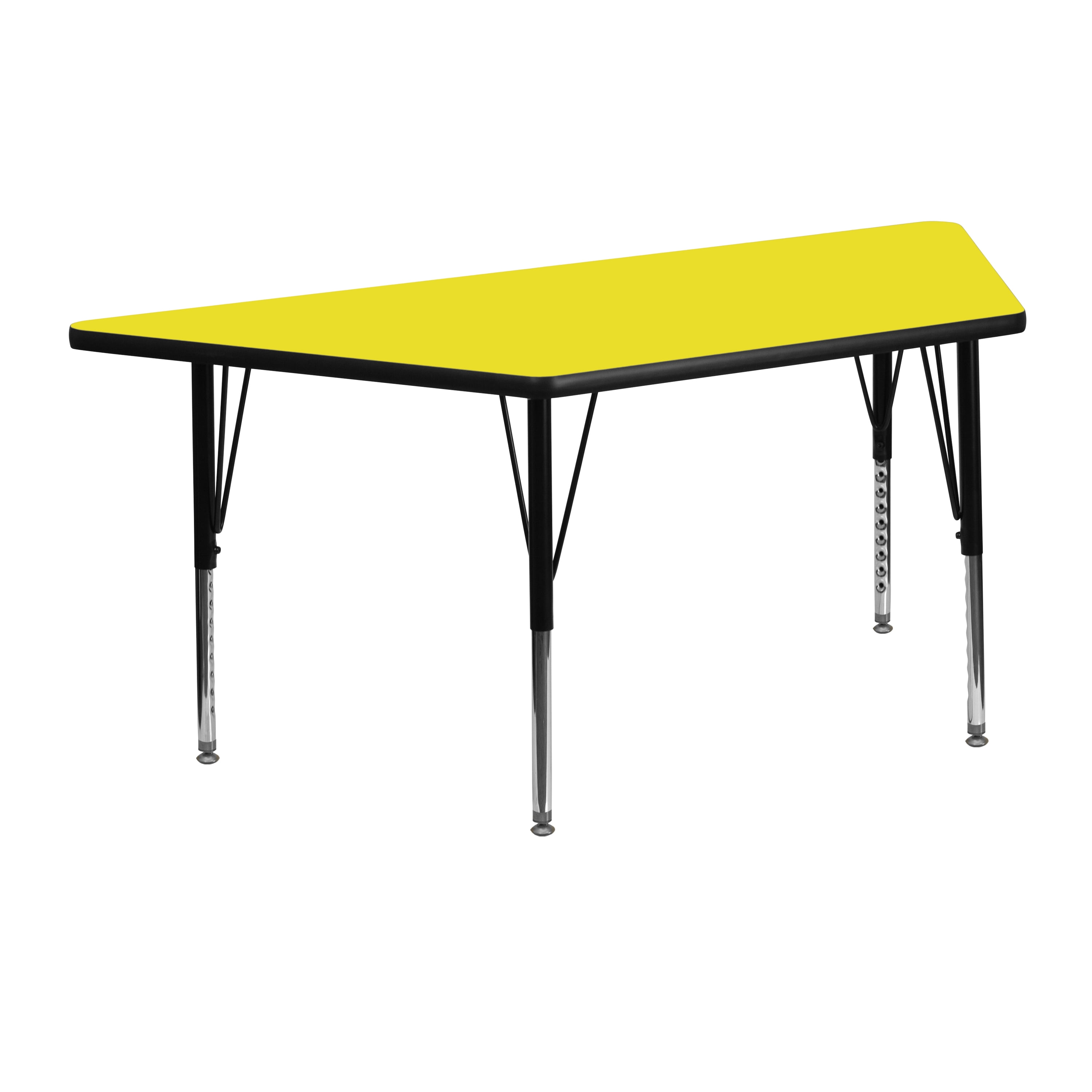 Emma + Oliver 22.5x45 Trapezoid Yellow HP Laminate Preschool Activity Table