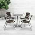 thumbnail image 1 of Emma + Oliver 23.5" Round Aluminum Table Set-4 Dark Brown Rattan Chairs, 1 of 5