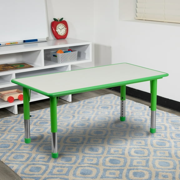 Emma + Oliver 23.625x47.25 Green Plastic Height Adjustable Activity Table